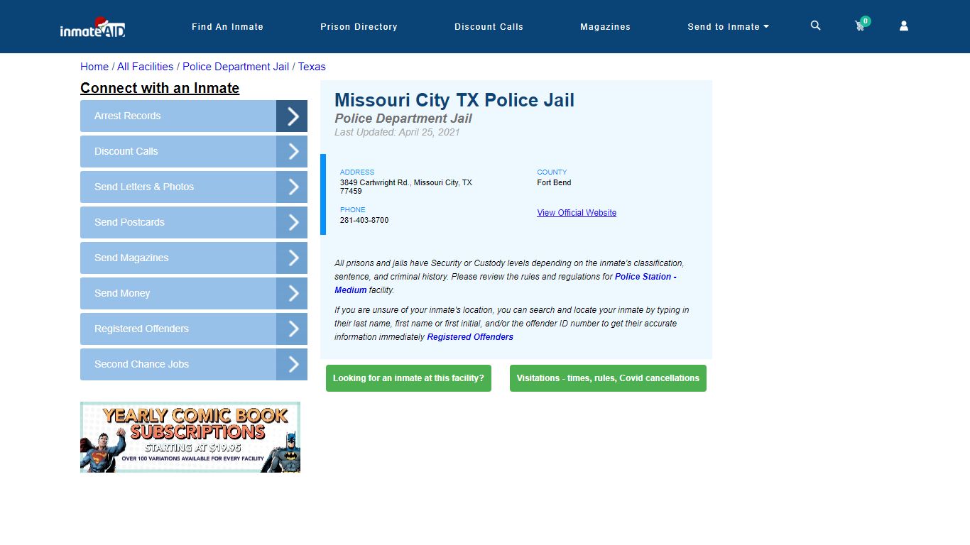 Missouri City TX Police Jail & Inmate Search - Missouri City, TX