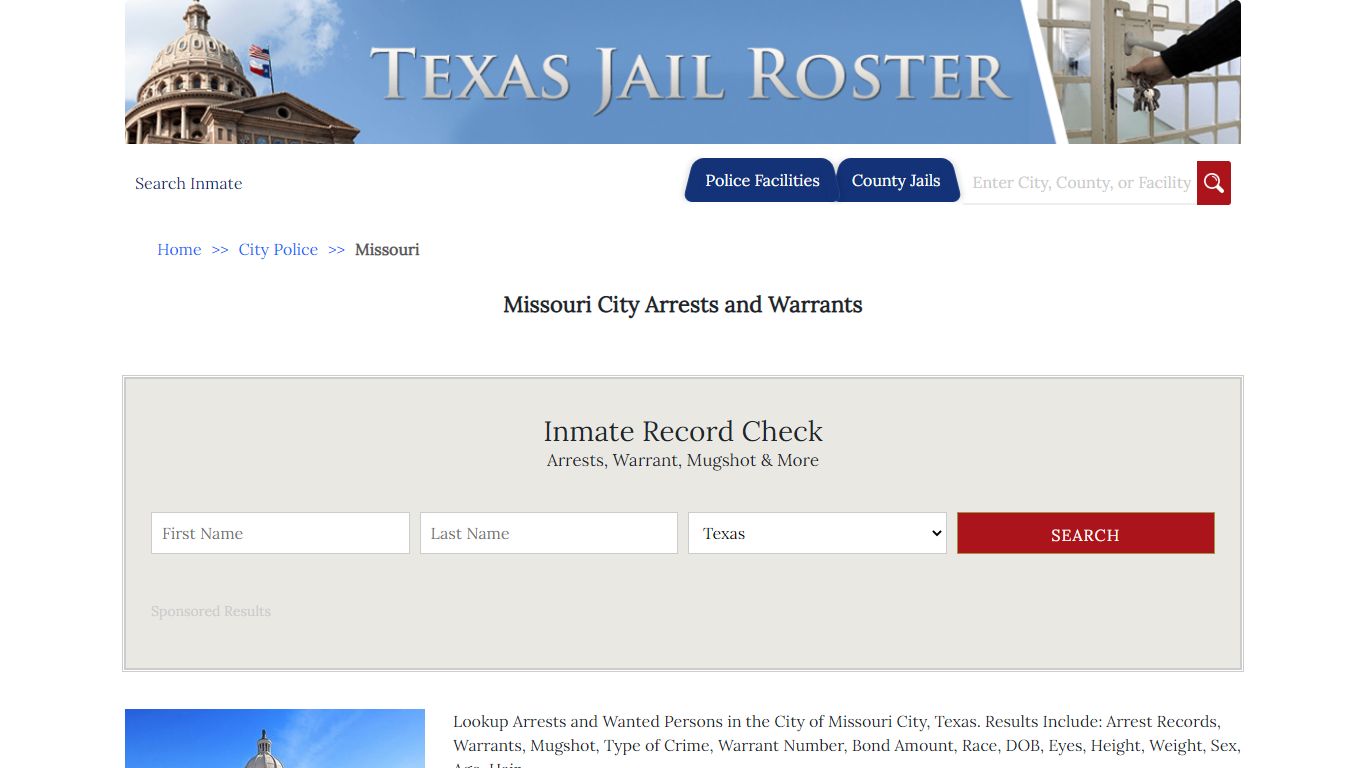 Missouri City Arrests and Warrants | Jail Roster Search